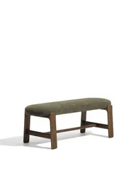 Банкетка Granite из зеленой синели и массива ясеня с отделкой под орех, 120 см