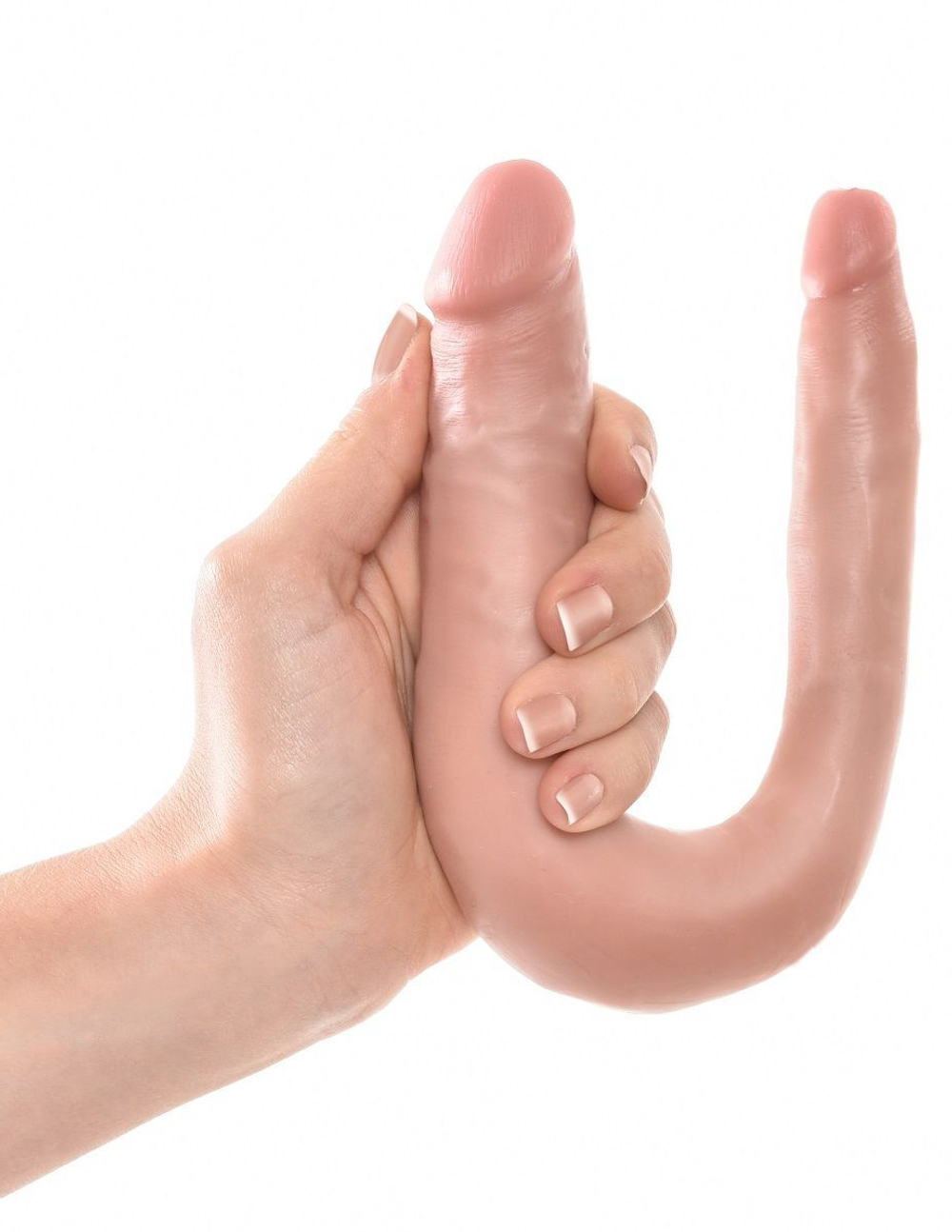 Двусторонний фаллоимитатор U-Shaped Small Double Trouble - 33,5 см. (Цвет: телесный)