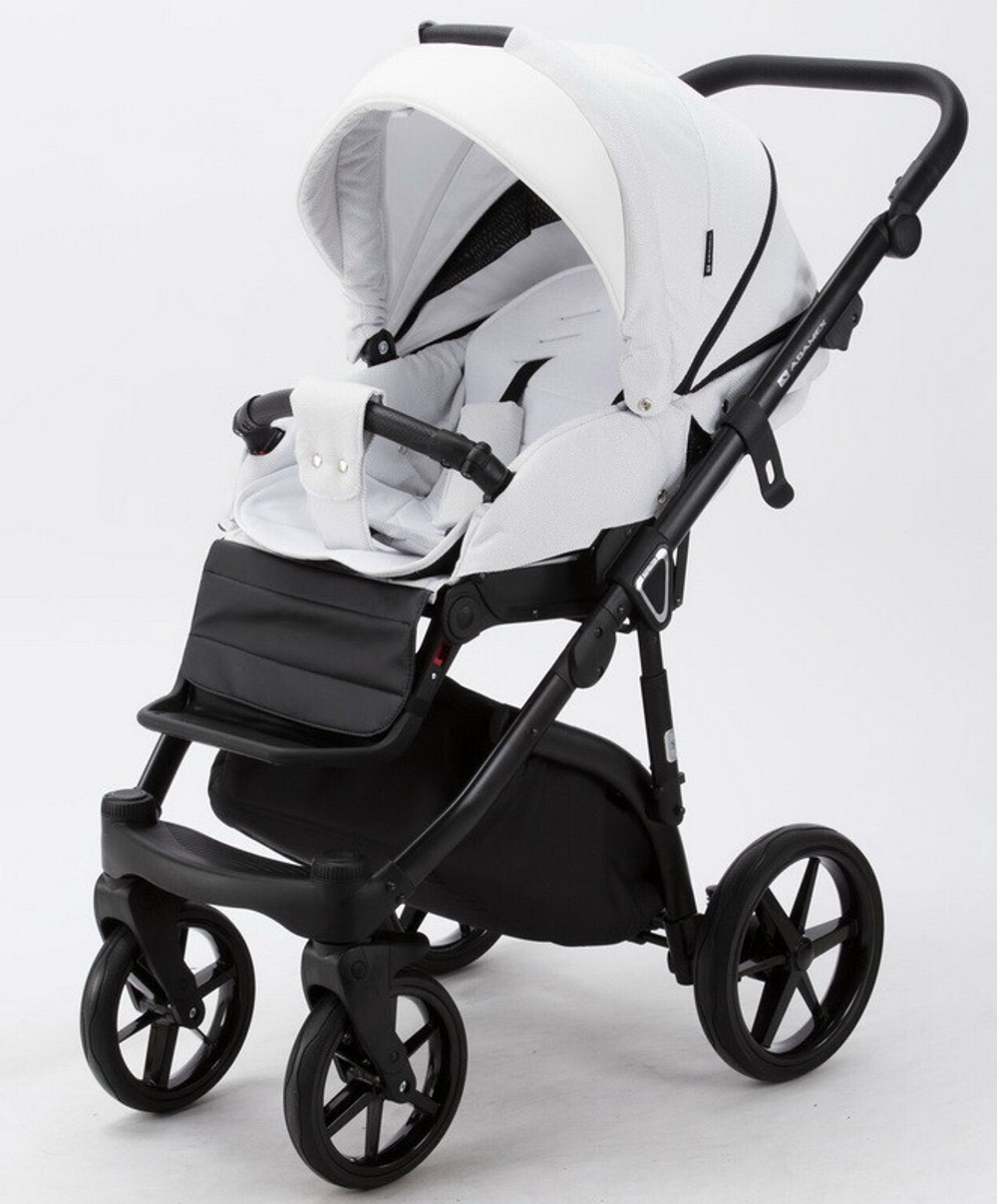 Детская коляска Adamex Bibione 2 в 1 BI-PS76 (БЕЛАЯ РОГОЖКА+БЕЛ.КОЖА)