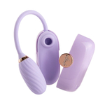 Фиолетовое силиконовое виброяйцо с вакуумным стимулятором в роскошной сумочки Otouch Louis Vibrator Dual Clitoral Suction & G-spot Vibrating Egg Purple