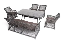 "Катания" обеденная группа плетеная на 6 персон, цвет графит