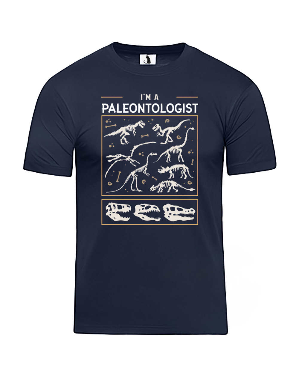 Футболка Я палеонтолог классическая прямая темно-синяя с цветным рисунком