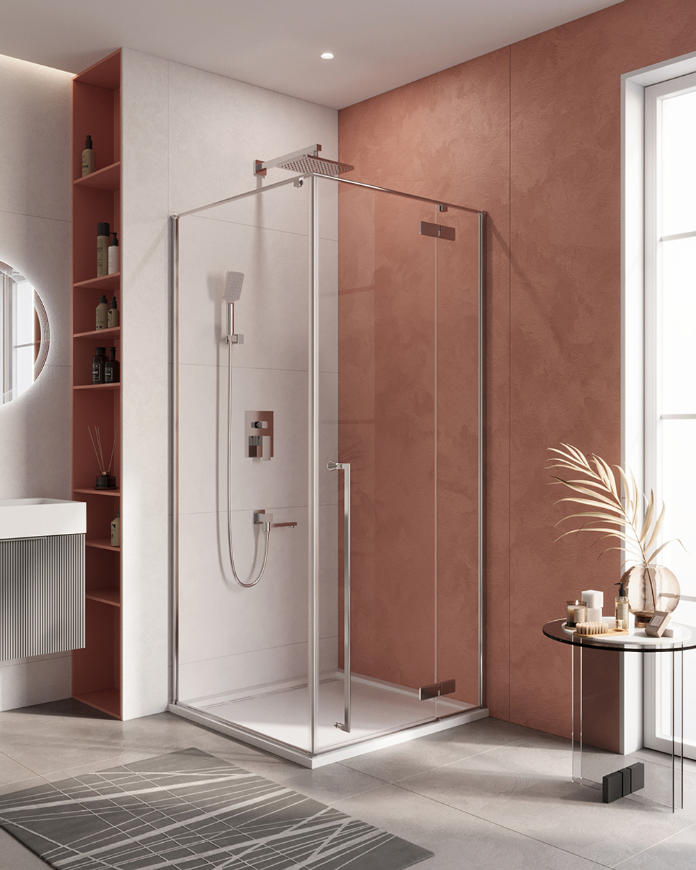 Душевой уголок Cezares LINER-A-1-100-C-Cr-R, 100х100х195, правосторонний, профиль хром, прозрачное стекло