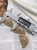 Пуговицы золотистые в форме глаза с жемчужинами и стразами Скиапар.