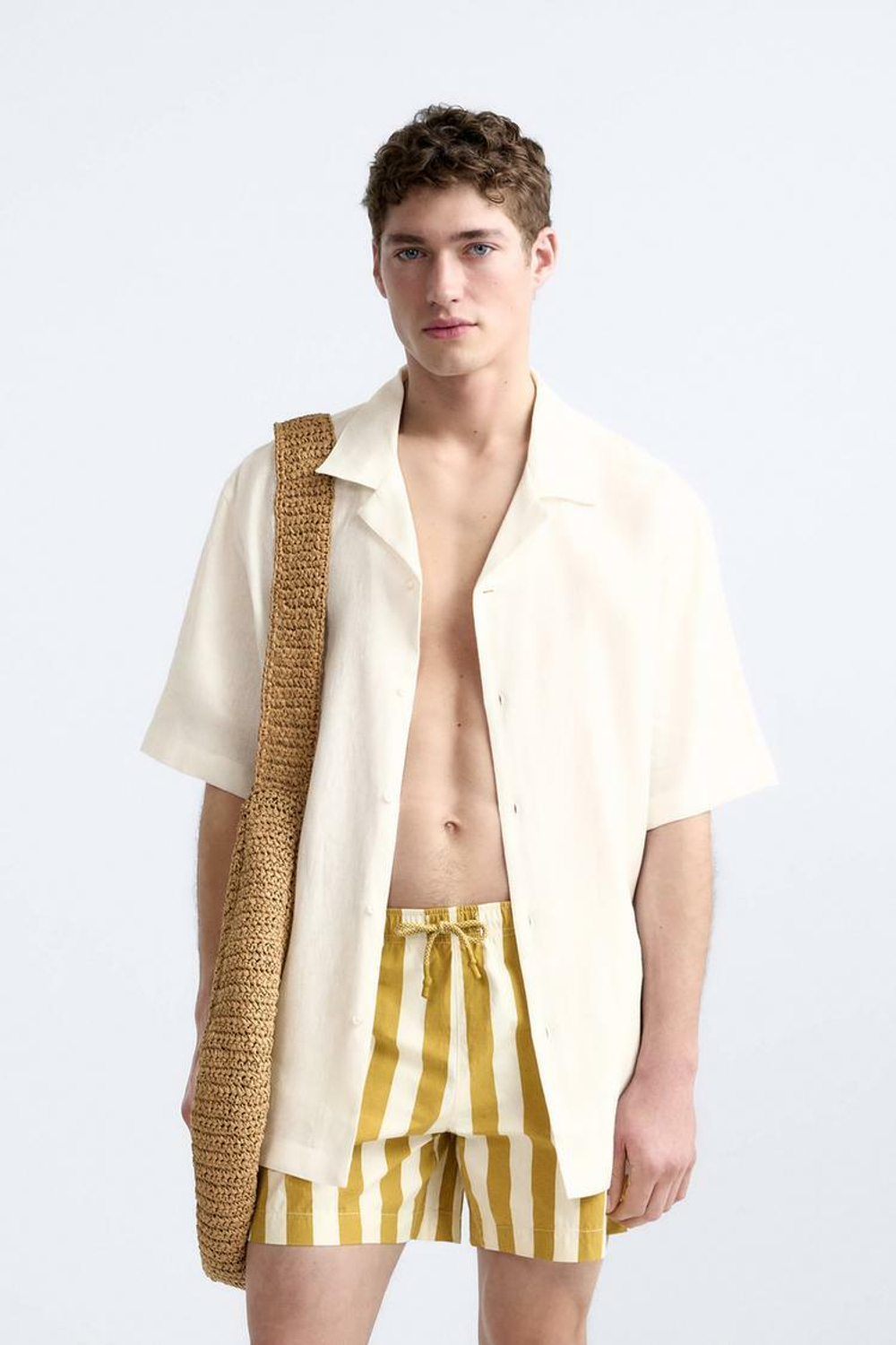 ZARA ПОЛОСАТЫЕ ПЛАВКИ, БЕЖЕВЫЙ