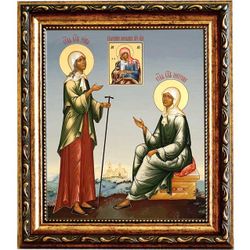 Ксения Петербургская и Матрона Московская. Икона на холсте.