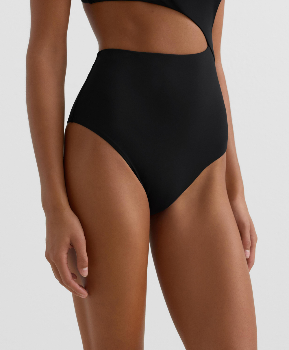 OYSHO Асимметричный купальник с завязками, черный