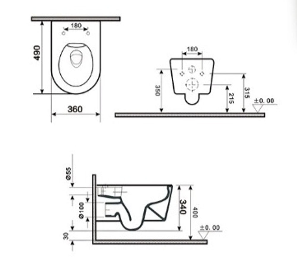 Унитаз подвесной Tornado Gid Tr2133TF-BUM 62301Y синий матовый 49x36x34