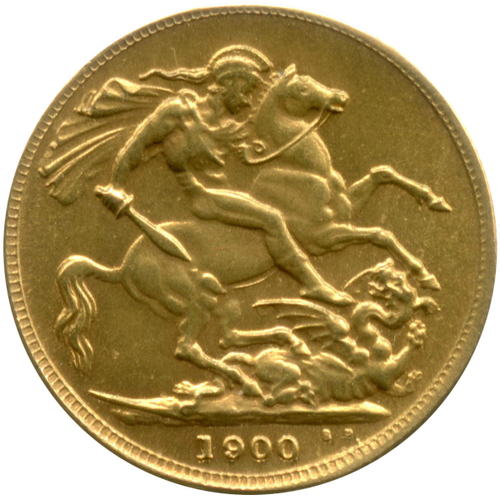 1/2 соверена. Великобритания (Виктория). 1900 г. Золото. XF+