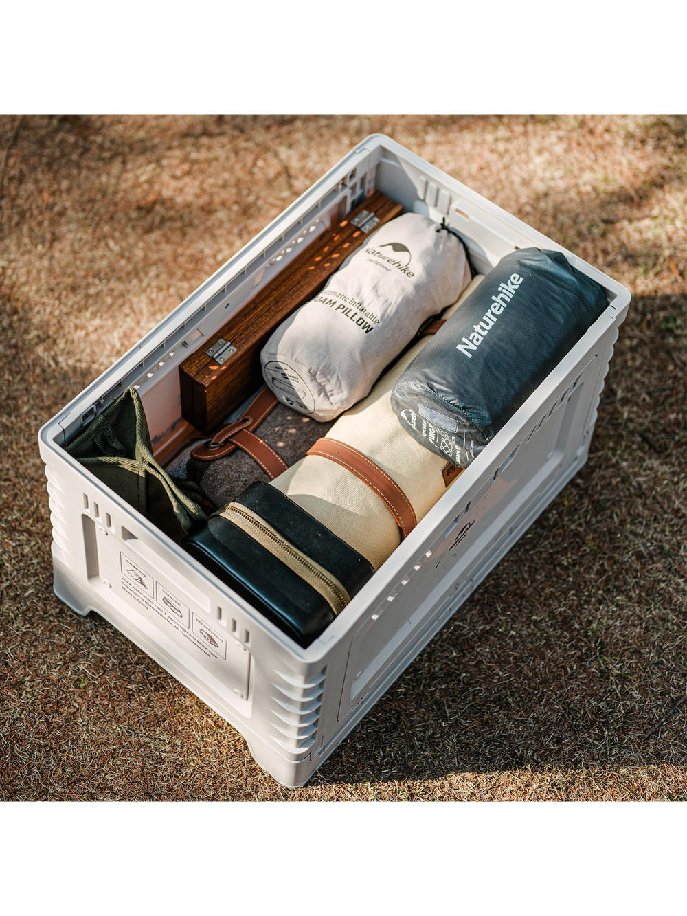 Ящик туристический Naturehike 50 л, трансформер, со столешницей, бежевый