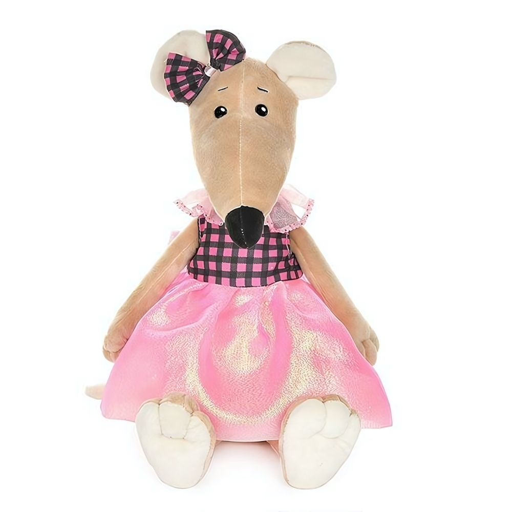 Крыса Анфиса в платье с бантом, 27 см.