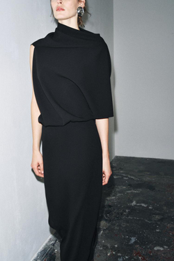 ZARA АСИММЕТРИЧНОЕ ПЛАТЬЕ ZW COLLECTION, ЧЕРНЫЙ