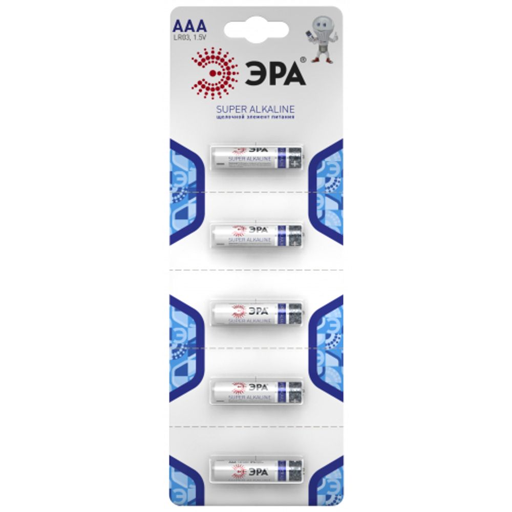 Батарейки ЭРА LR03-5BL Strip SUPER Alkaline