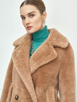 Шуба из шерсти чебурашка экошуба, коричневая, SilverFox