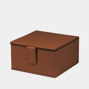 Кофр для хранение из натуральной кожи теленка, цвета карамель