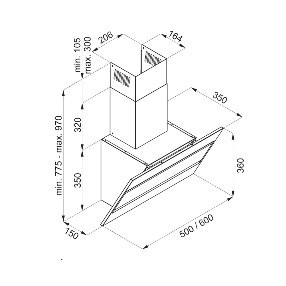 Кухонная вытяжка MAUNFELD Bridge Line 50 черный\вставка сатин фото 15