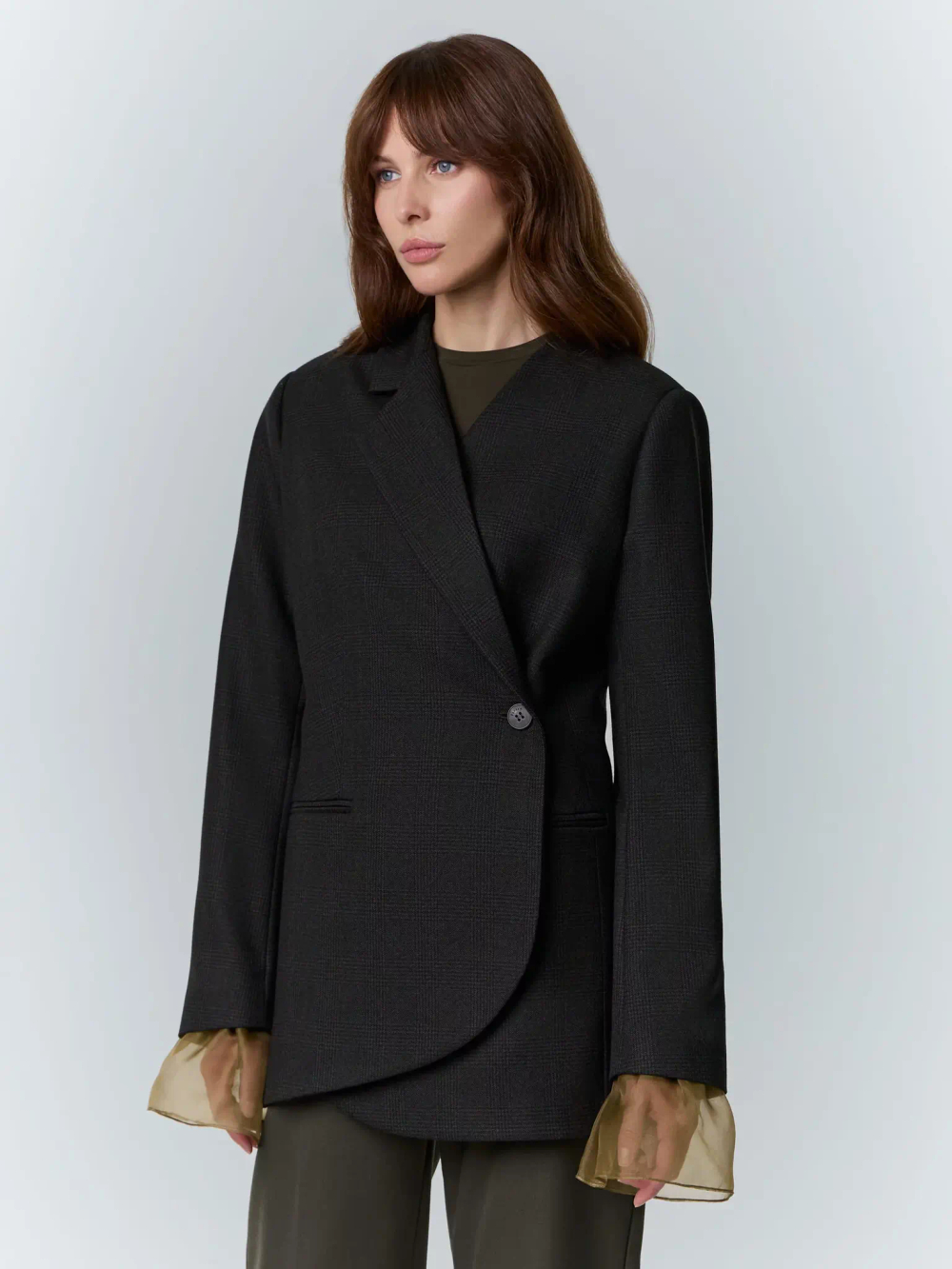 Жакет асимметричный зеленый