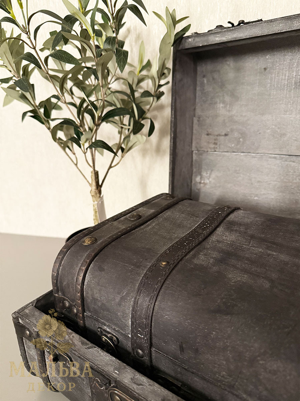 Набор из 2-х декоративных чемоданов темно-серый 39x24x16см/45x30x18,5см+5/6см ручка