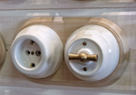 Ретро выключатель керамический Астория, белый, INTERIOR ELECTRIC ВПКАС.1/2.01 / 1 и 2 группы света