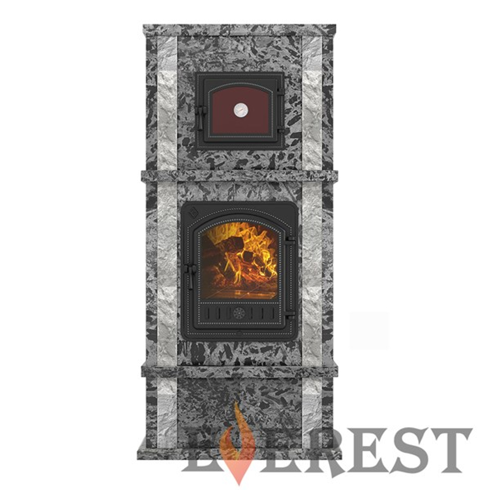 Печь-камин с духовкой EVEREST «KAFA» Пироксенит Элит