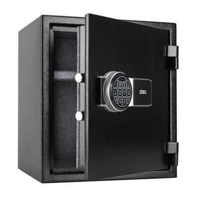Сейф огнестойкий DELI "ET587" электронный замок + ключ, 380х300х420 мм, 22,9 кг, черный