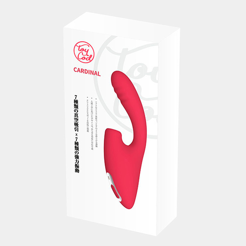 Красный двойной вибростимулятор 20,2см с вакуумом BeYourLover Cardinal TW012A