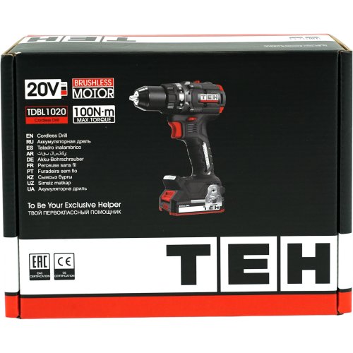Дрель аккумуляторная 20V (без АКБ и ЗУ) TEH TDBL1020