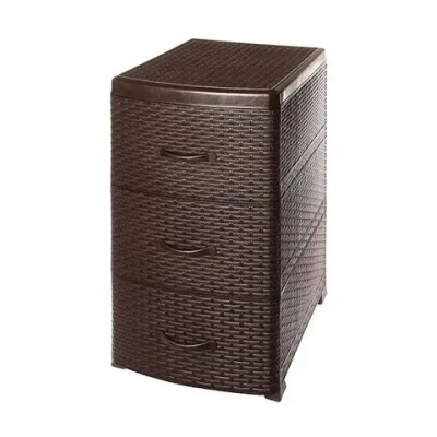 Комод 3-хсекционный без декора Ротанг коричневый