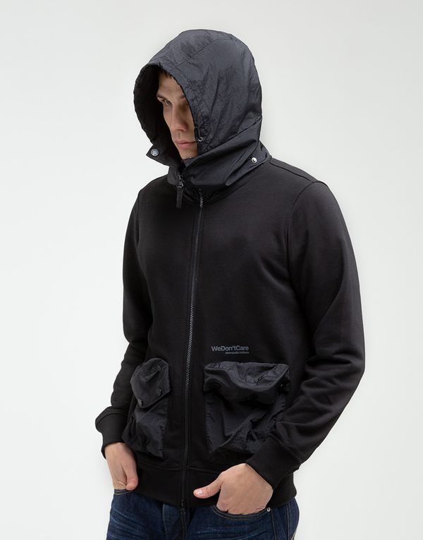 Худи We Don’t Care Rolled Up Zip Hoodie Black - фото 2