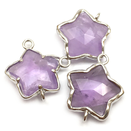 Коннектор из аметрина "Звезда" 22х17 мм, родий