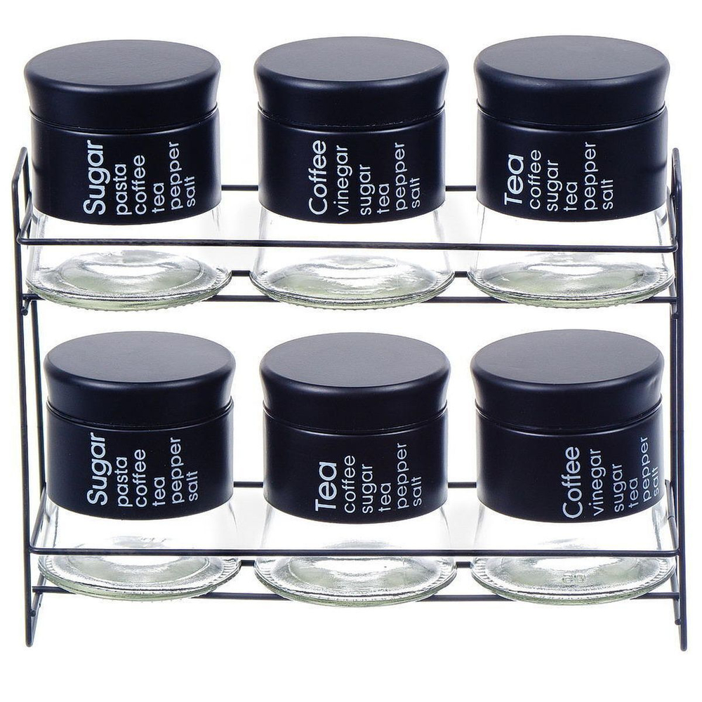 Набор для специй стекло, 6 шт, на подставке, Y4-3925
