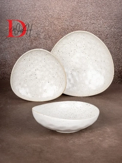 Набор посуды 2 тарелки глубокие мятый фарфор 740 мл