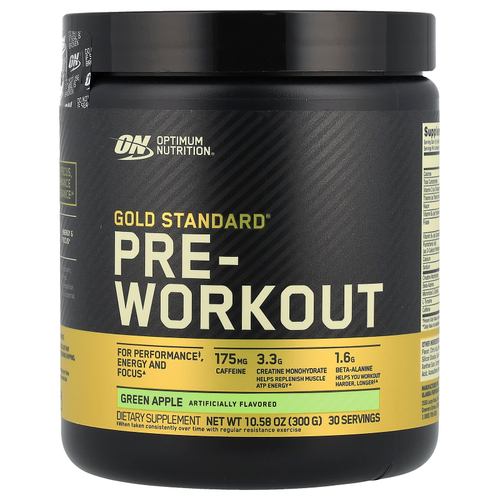 Optimum Nutrition, Gold Standard®, перед тренировкой, зеленое яблоко, 300 г (10,58 унции)