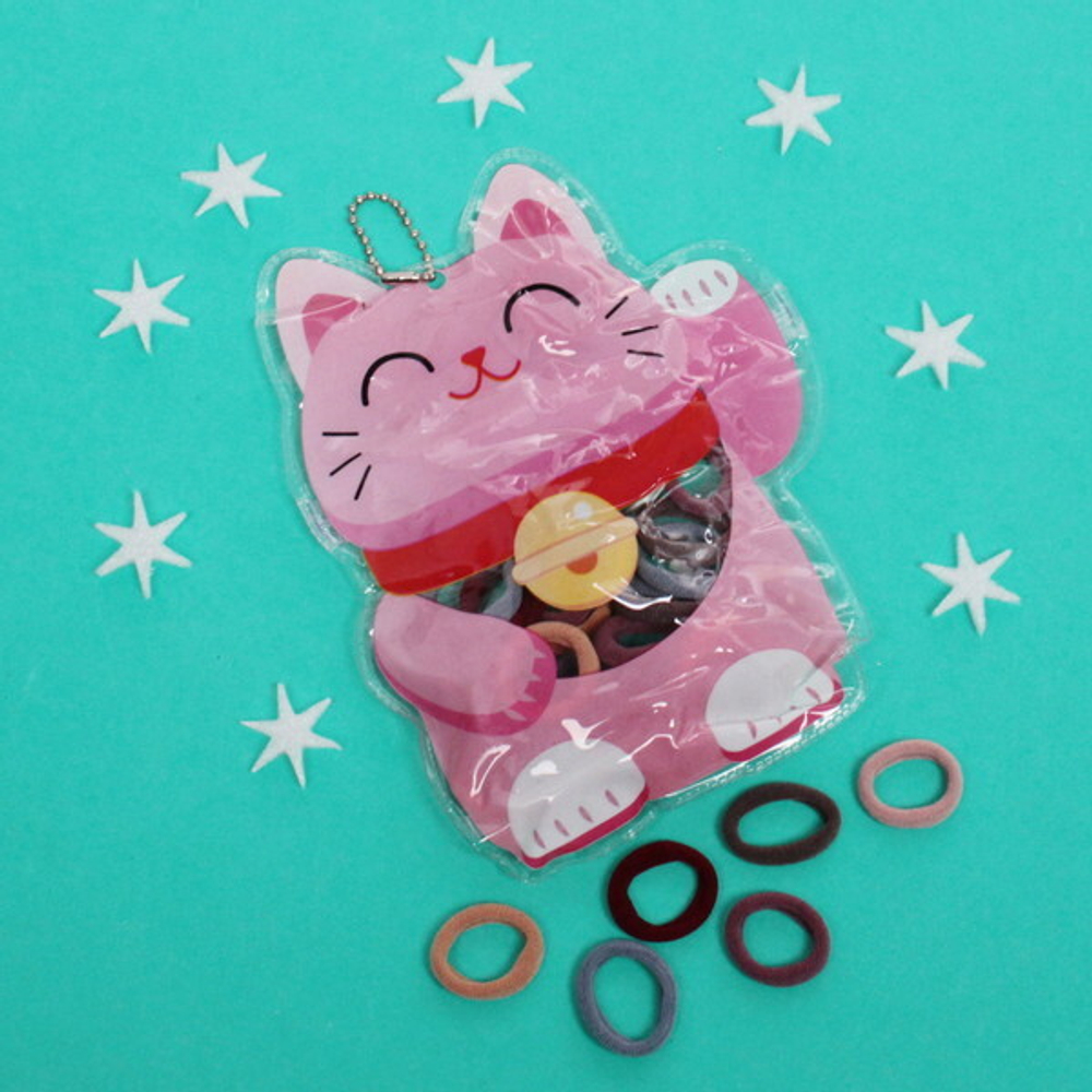 Резинки детские для волос 30шт (+-2 шт)»Фантазия- Котик», цвет микс, с цепочкой, 16*12,5см