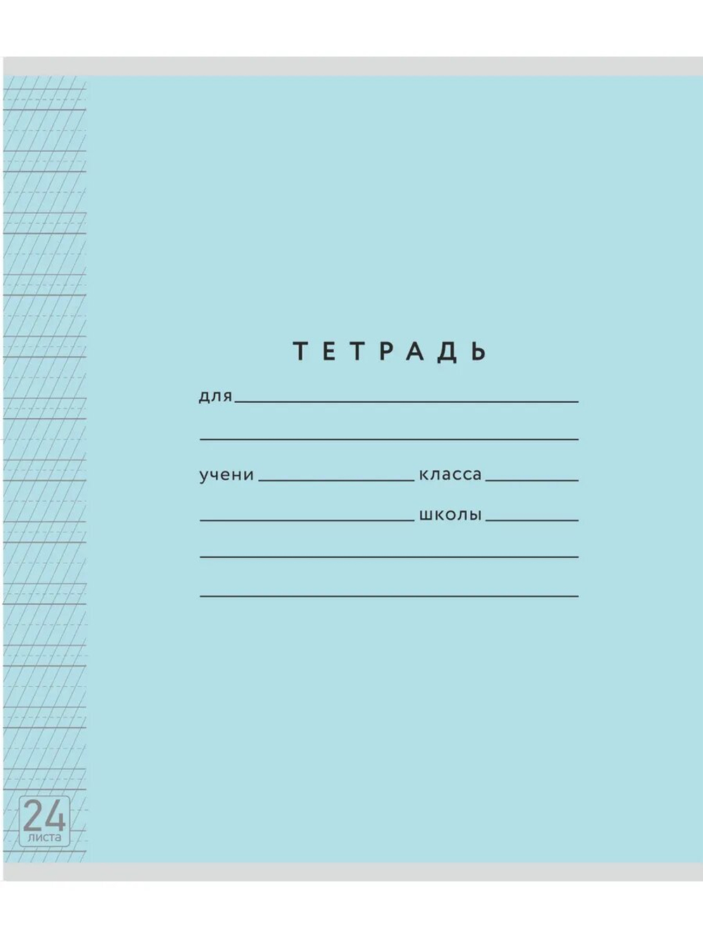 Набор тетрадей ТЕТРАДКИН, частая косая линия 5 мм, 24 л, цвет обложки - голубой, 10 шт