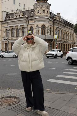 Пуховик с фактурой «вельвет»