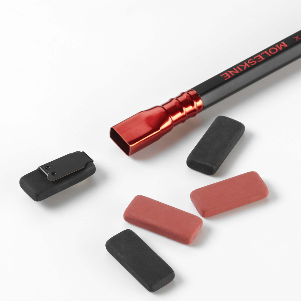 Набор карандашей SOFT Blackwing x Moleskine (EWBKWSU01F12SET) черный ластик, красный зажим, 12 шт. в футляре