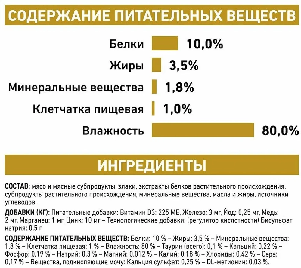 ROYAL CANIN Urinary S/O Диетический консервированный корм для кошек для растворения камней в почках, кусочки в соусе, 85 г