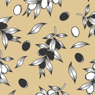 ОЛИВКОВЫЕ ВЕТВИ С ПЛОДАМИ НА БЕЖЕВОМ ФОНЕ