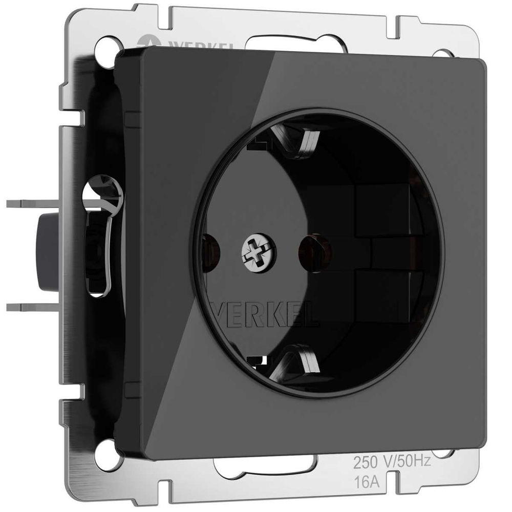 Розетка Werkel с заземлением  черный акрил W1171048 4690389197703