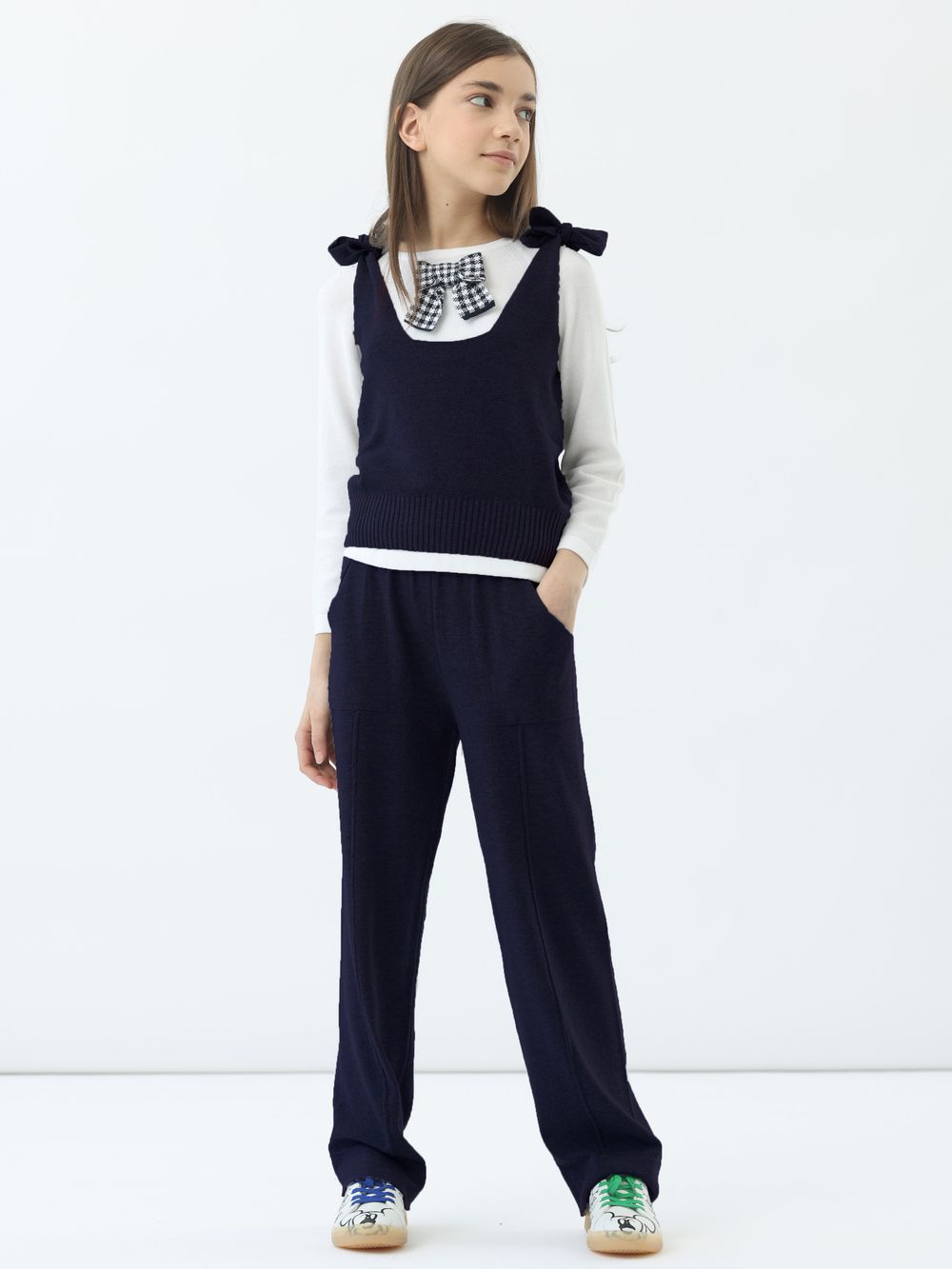 Брюки темно-синие для девочки арт. АТ691