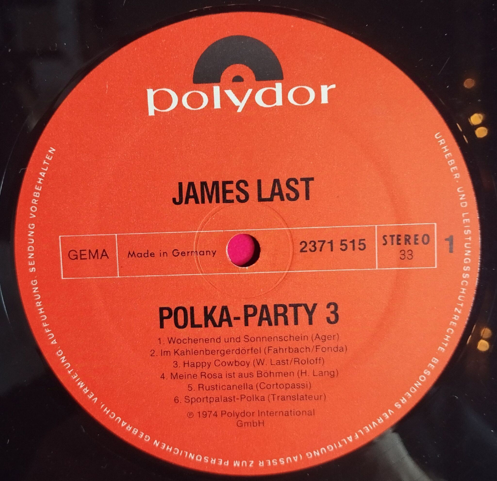 Винтажная виниловая пластинка LP James Last Polka Party 3 (Germany 1974) Happy Cowboy