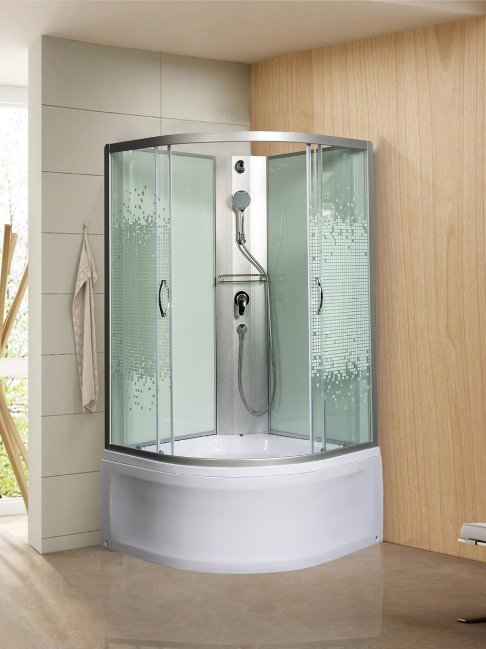 Душевая кабина МОНОМАХ 100/44 С МЗ 1000х1000х2060 10000005788 б/крыши полукруг