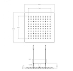Душ тропический встраиваемый потолочный квадратный 450мм HYDROTHERAPY медный