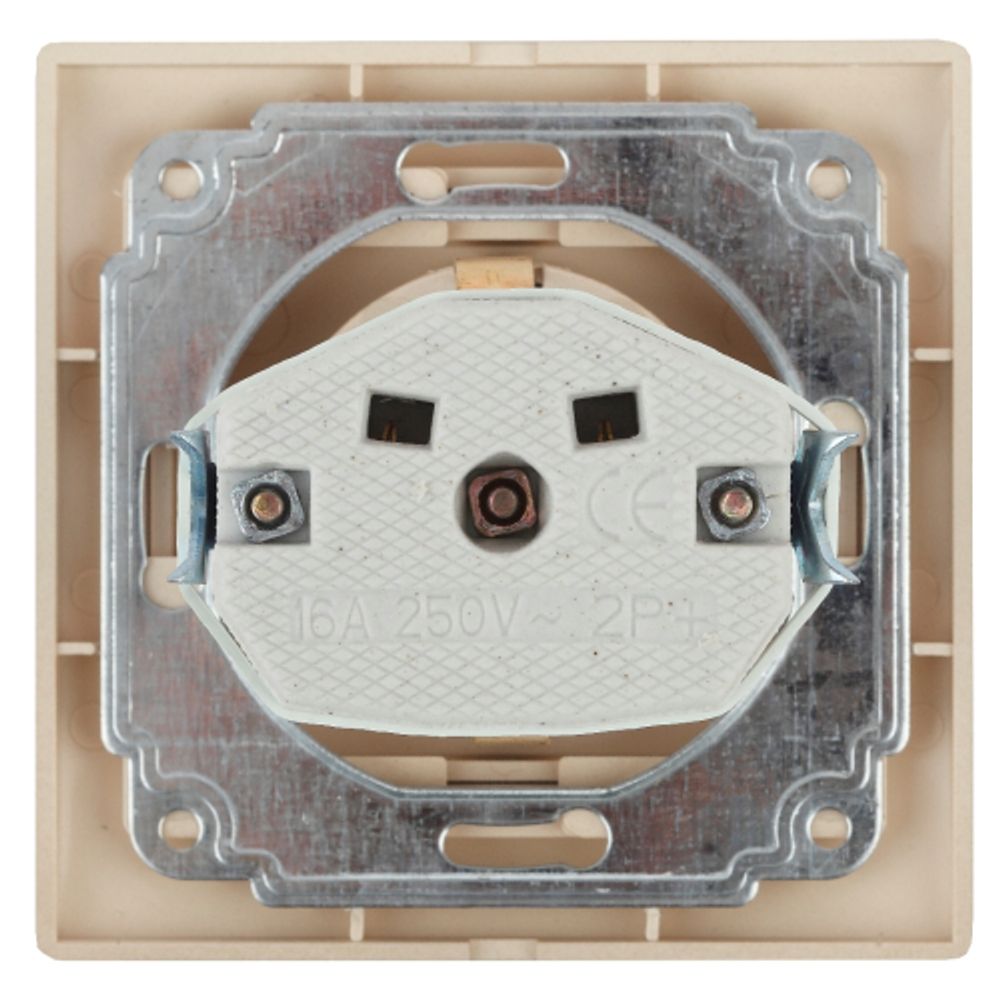 Розетка Intro Plano 1-202-02 с заземлением 2P+E Schuko 16А-250В IP20 СУ слоновая кость