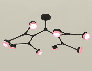 Комплект подвесного поворотного светильника с композитным хрусталем 8*GX53 XB9060200/8 SBK/PI черный песок/розовый (C9060, N8486) Techno DIY System Complects Ambrella