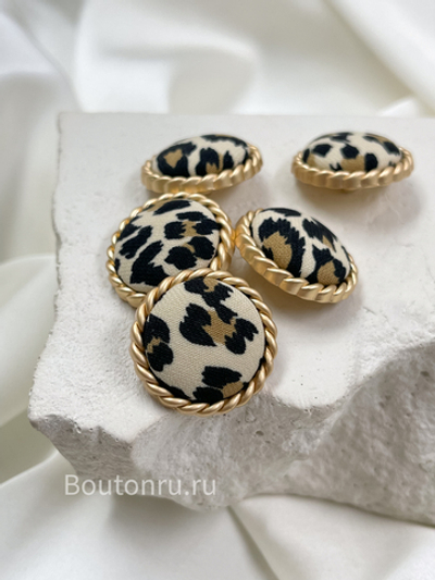 Пуговицы золотистые леопардовые текстильные