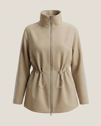 Жакет на молнии в стиле городского сафари в песочном