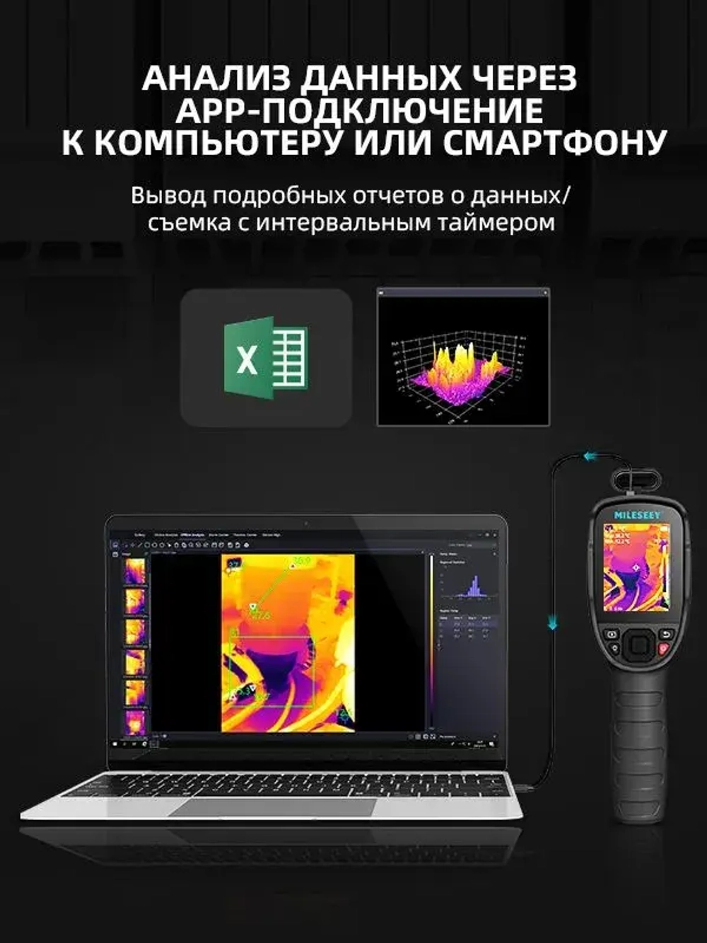Строительный Тепловизор Mileseey TR256E, 256*192 Ручной HD Для Поиска Утечек, Точное Измерение Температур