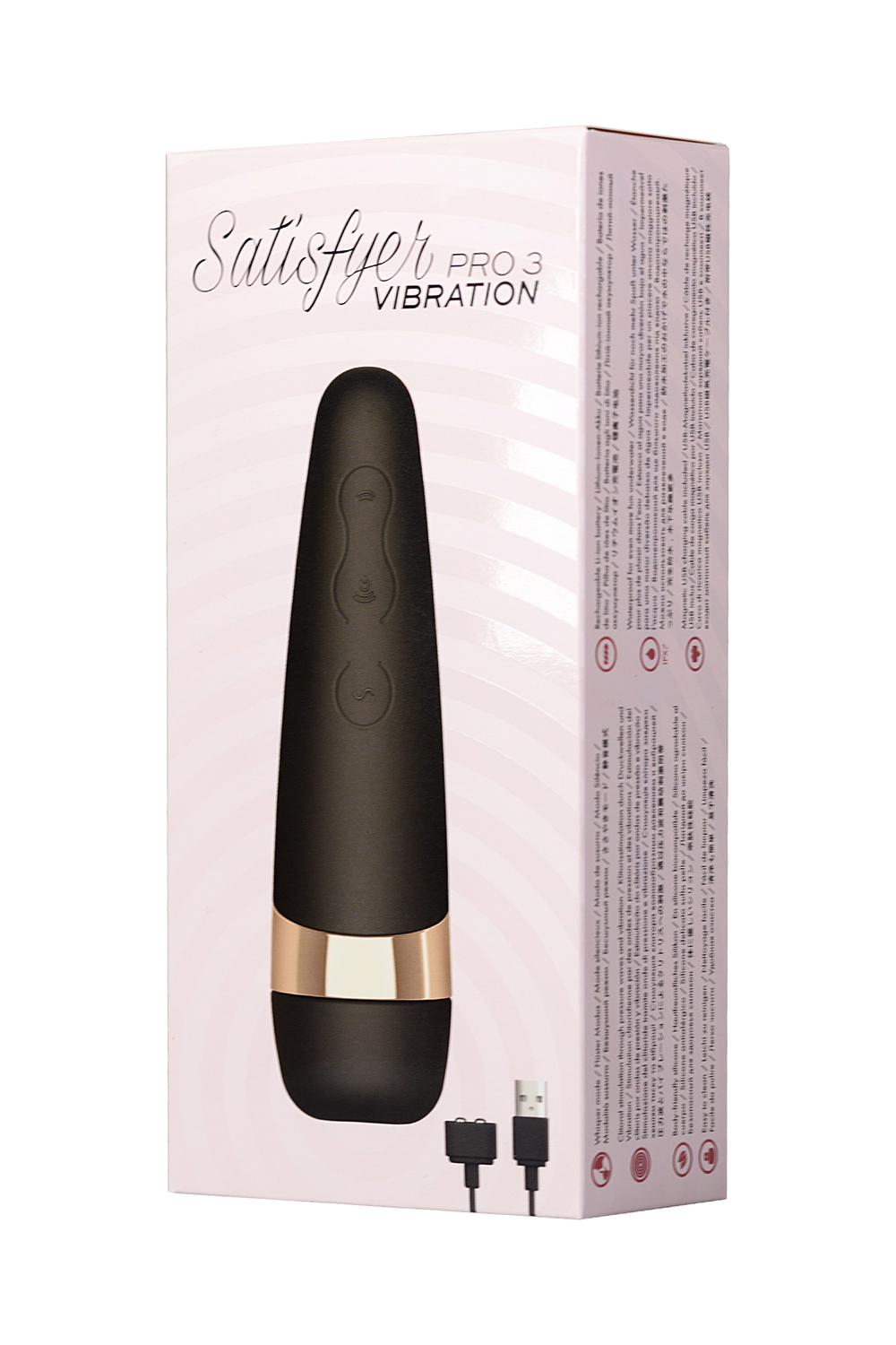 Вакуум-волновой бесконтактный стимулятор клитора Satisfyer PRO 3 Vibration, силикон, черный, 14 см.